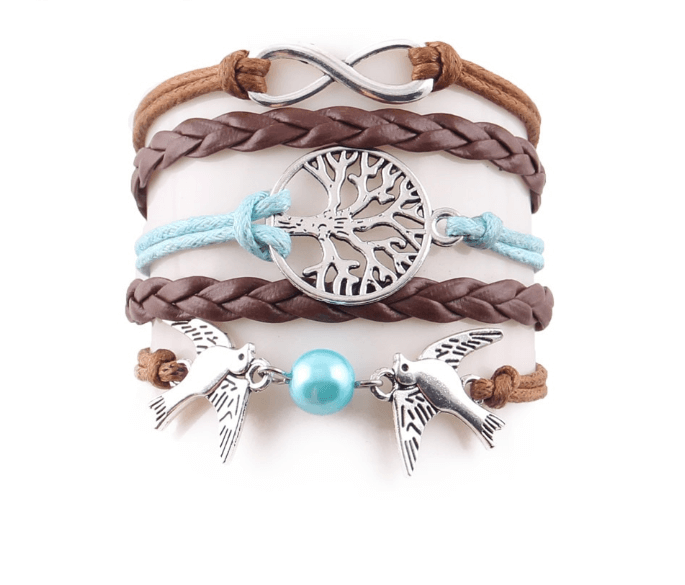 Braided Leather Charm Bracelet-Jewelry