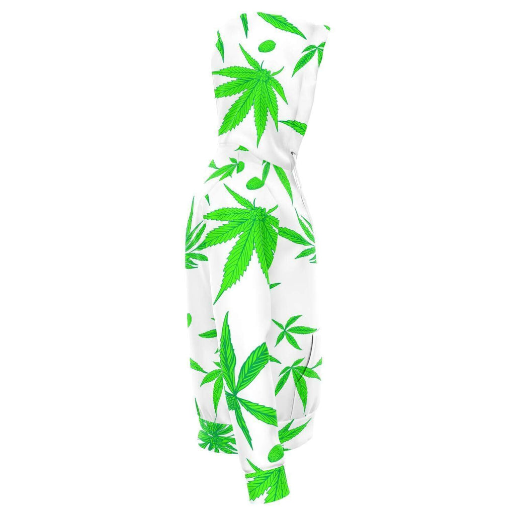 Ganja Leaf White Hoodie-Hoodies