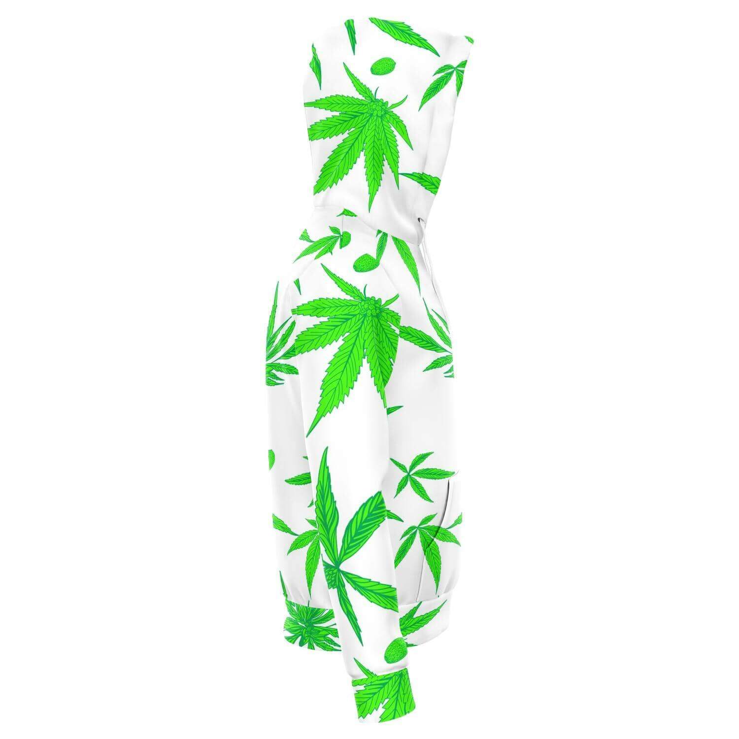 Ganja Leaf White Hoodie-Hoodies