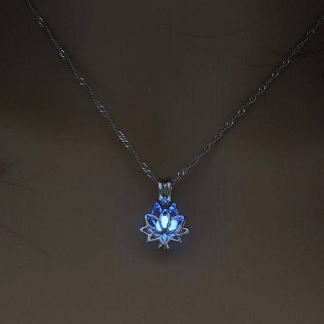 Glow in the Dark Luminous Lotus Pendant Necklace-Jewelry
