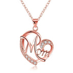 Love Mom Heart Crystal Necklace-Jewelry