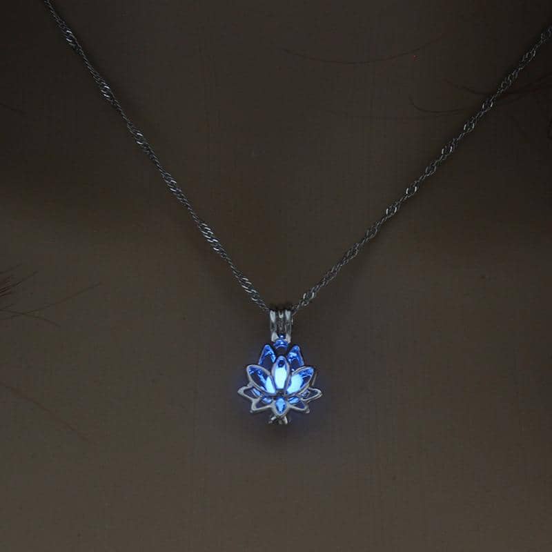 Glow in the Dark Luminous Lotus Pendant Necklace-Jewelry