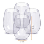 4pcs/set Shatterproof Stemless Plastic Wine Glasses Unbreakable PCTG Red Wine Glasses-Drinkware