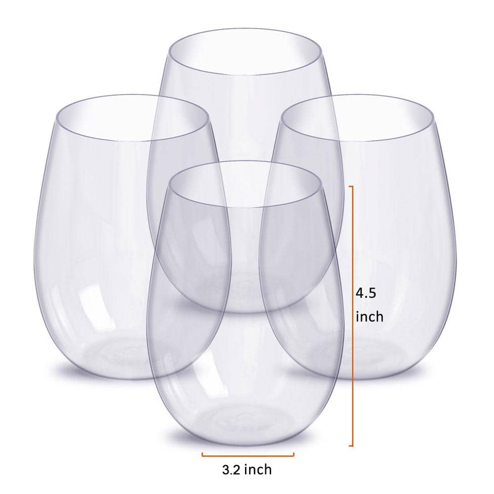 4pcs/set Shatterproof Stemless Plastic Wine Glasses Unbreakable PCTG Red Wine Glasses-Drinkware