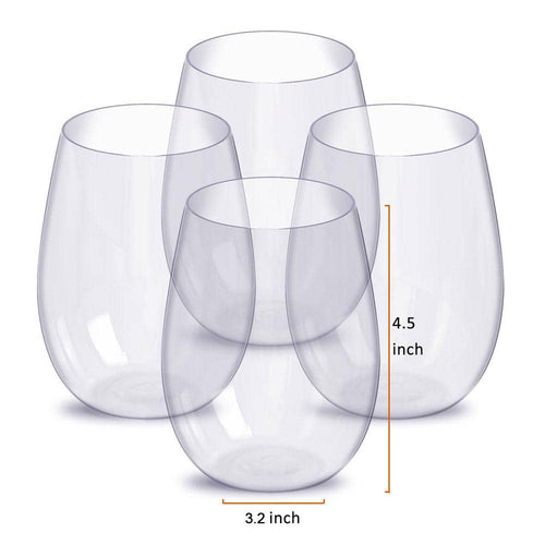 4pcs/set Shatterproof Stemless Plastic Wine Glasses Unbreakable PCTG Red Wine Glasses-Drinkware