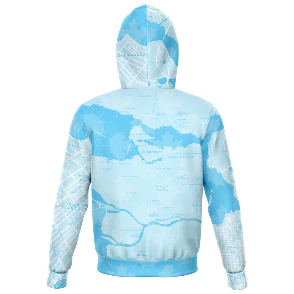 Light Blue Vancouver Map Zip Hoodie-Fashion Zip-Up Hoodie - AOP