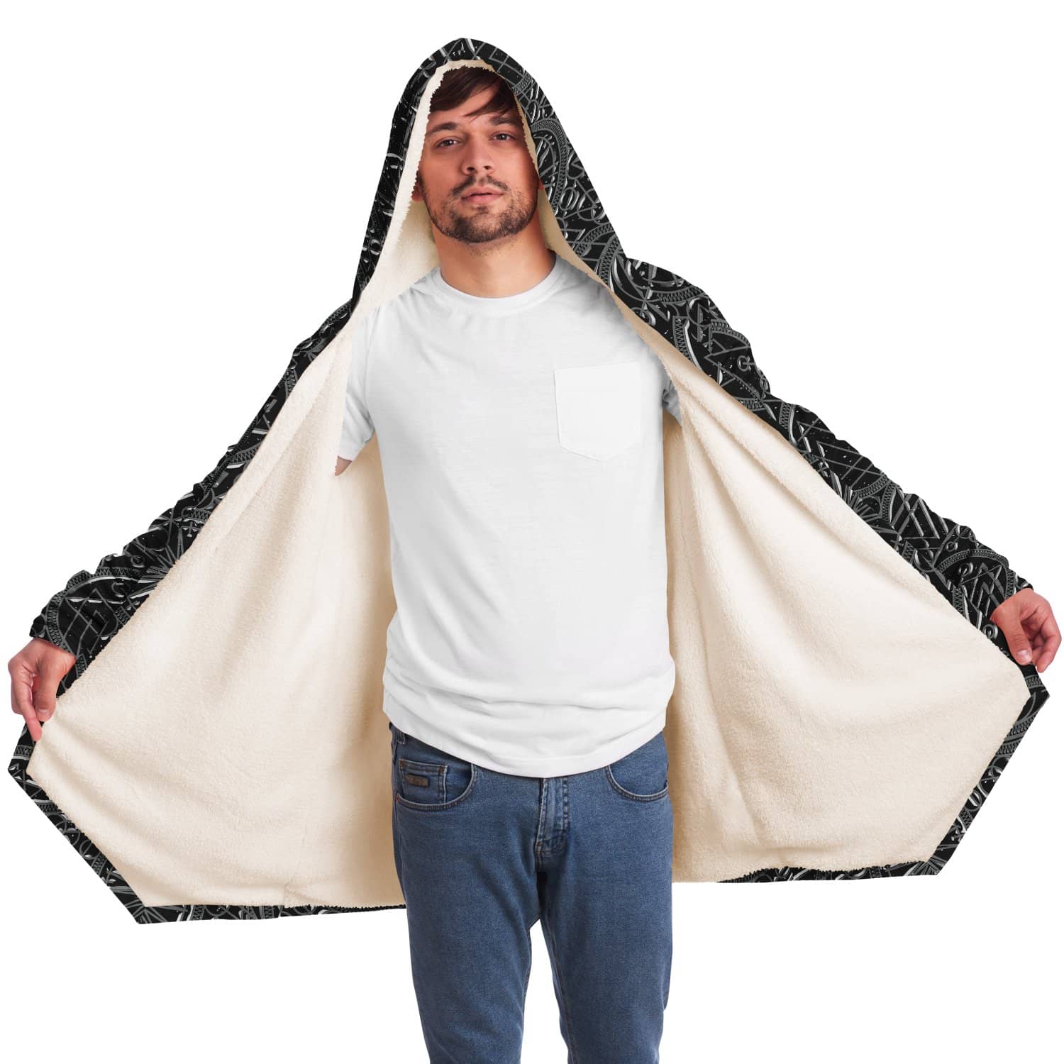 Metallic Mandala Sky Cloak-Microfleece Cloak - AOP