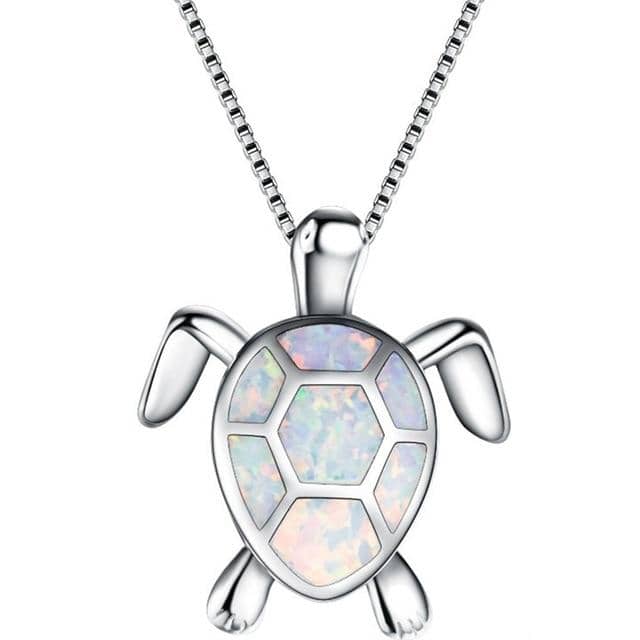 Opal Sea Turtle Pendant Necklace-Jewelry