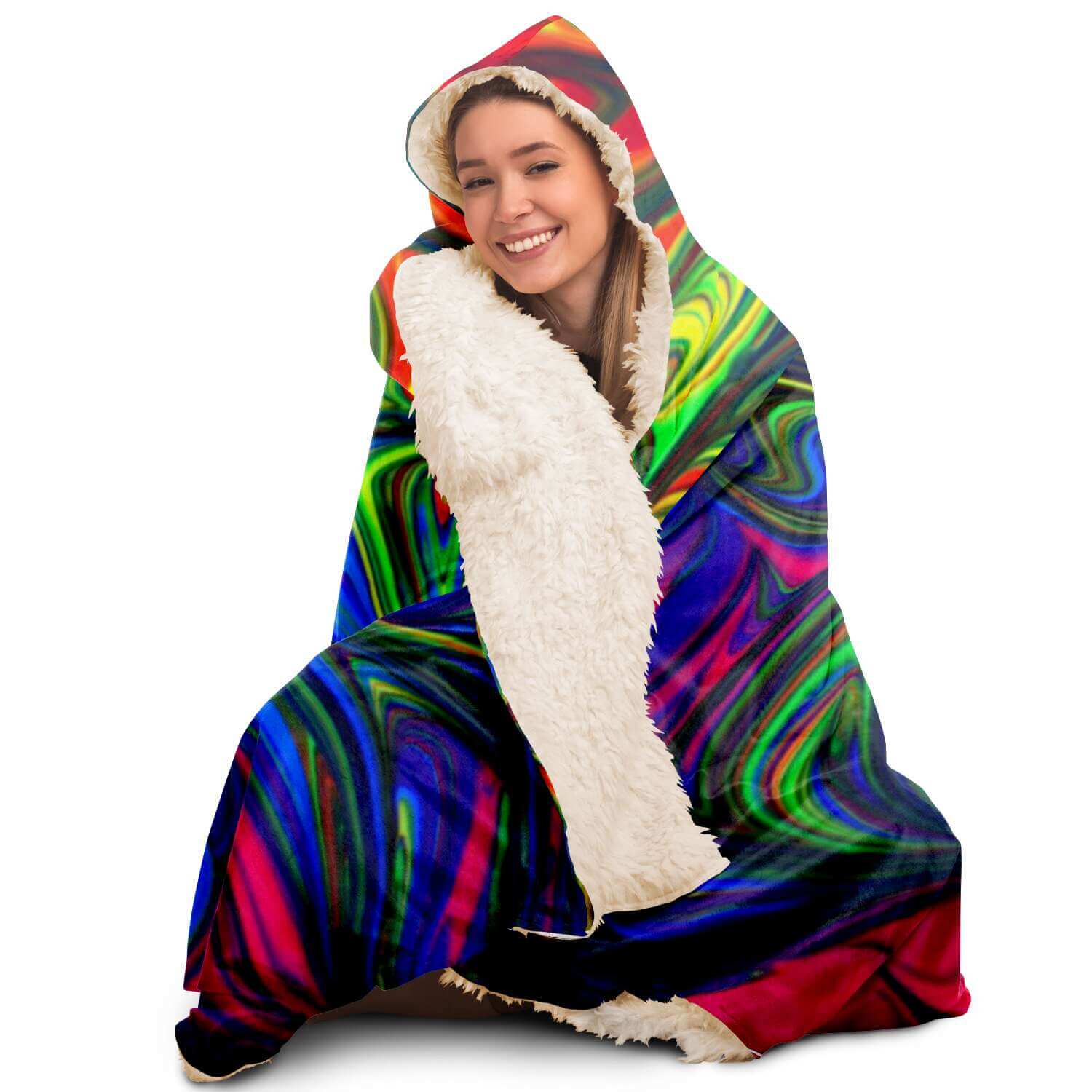 Abstract Colors Hooded Blanket-Hooded Blanket - AOP