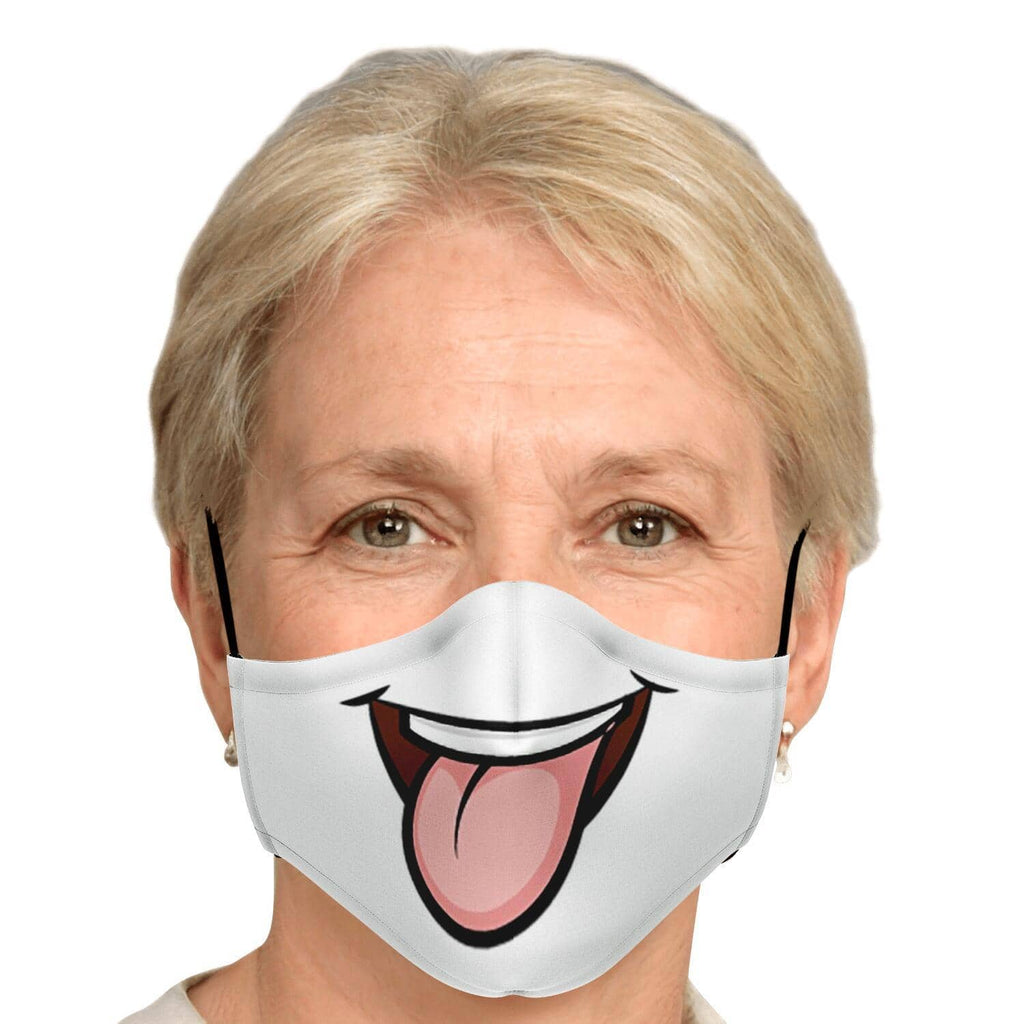 Tongue Out Smiling Face Mask-Fashion Face Mask - AOP