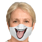 Tongue Out Smiling Face Mask-Fashion Face Mask - AOP
