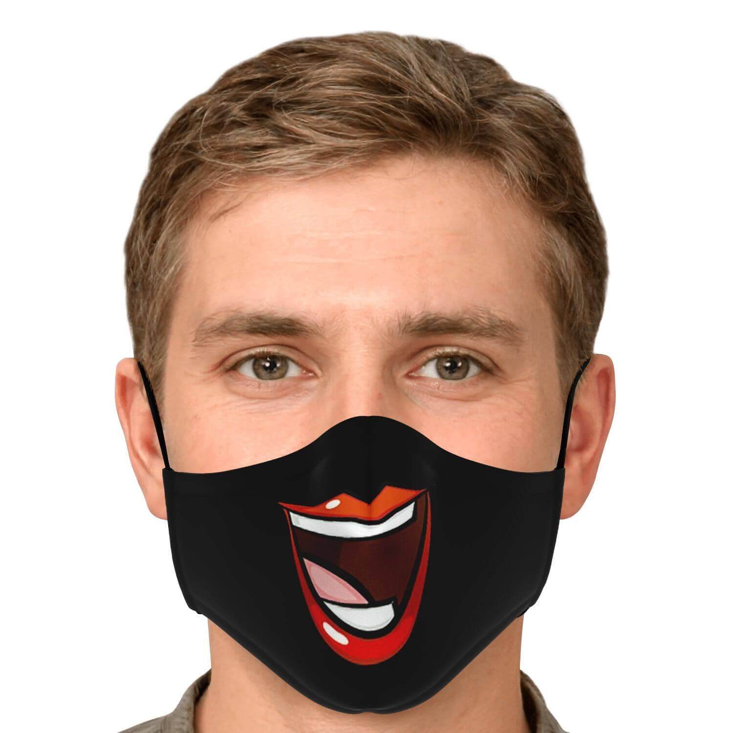 Huge Smile Fase Mask - Black-Fashion Face Mask - AOP