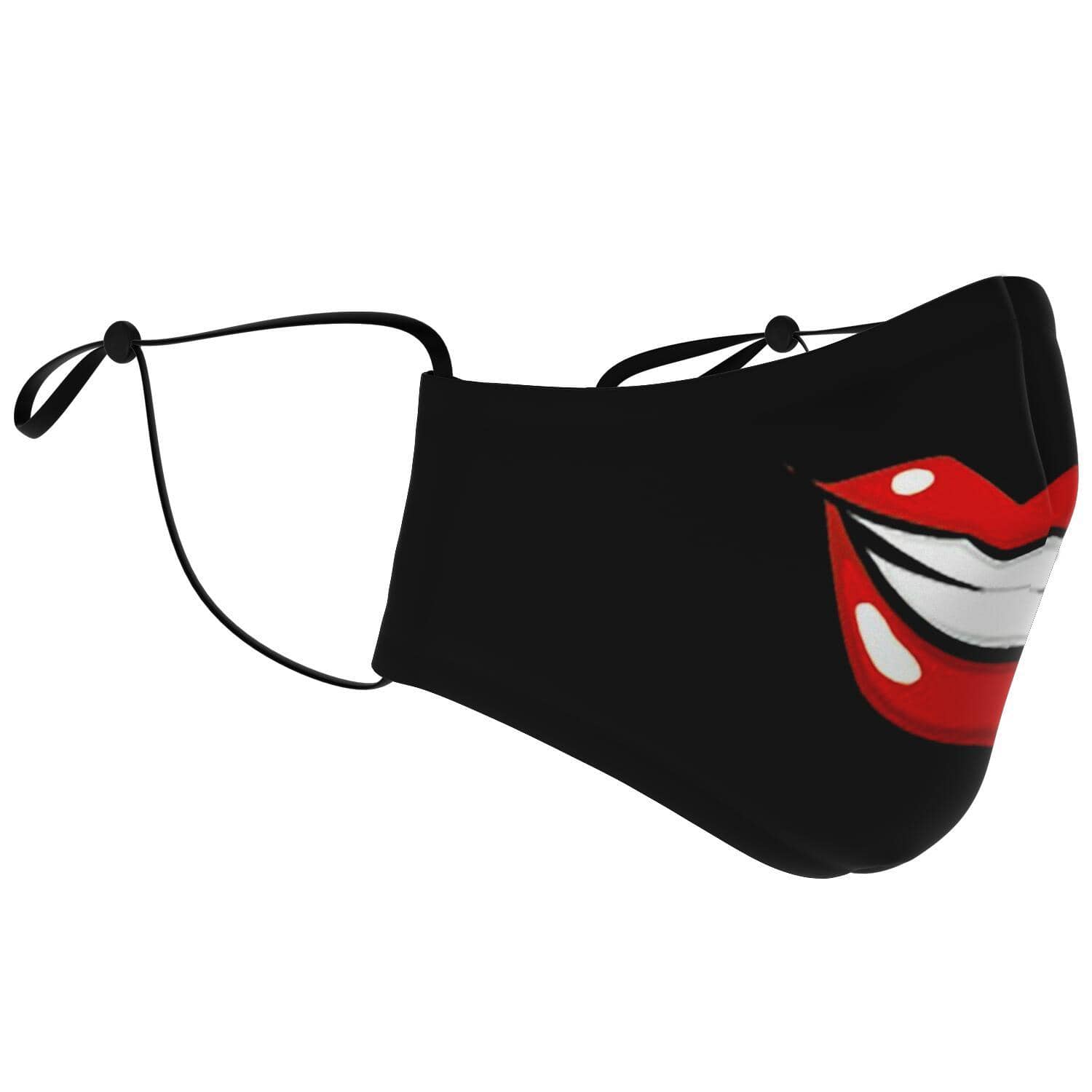 Big Smile Face Mask - Black-Fashion Face Mask - AOP