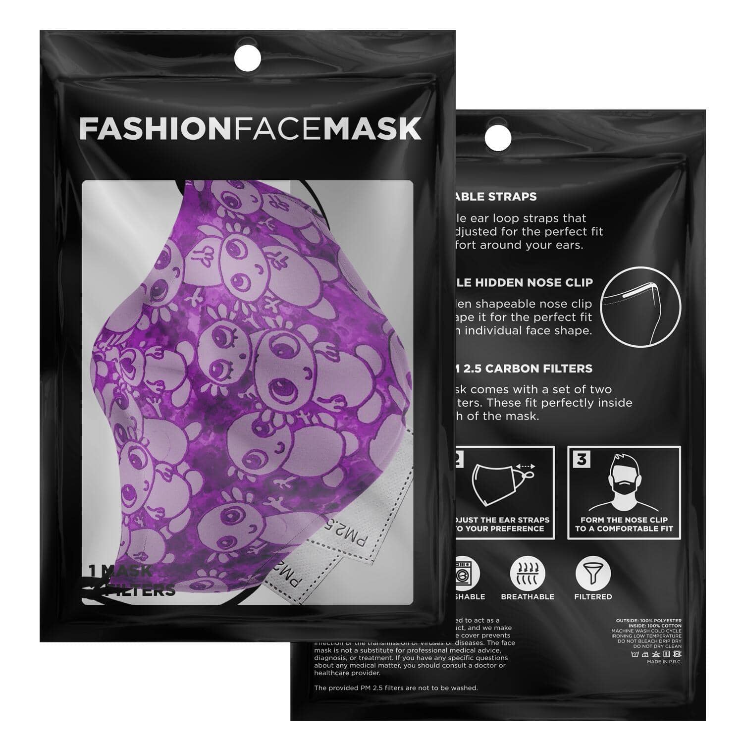 Pink Axolitl Party Printed Face Mask