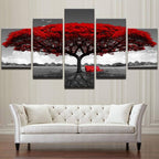 5 Piece Red Tree Painting Wall Art-Painting Canvas
