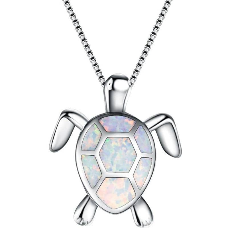 Opal Sea Turtle Pendant Necklace-Jewelry