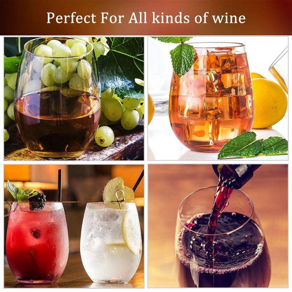 4pcs/set Shatterproof Stemless Plastic Wine Glasses Unbreakable PCTG Red Wine Glasses-Drinkware