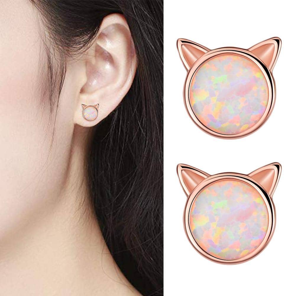 Cat Ears Stud Earrings-Jewelry