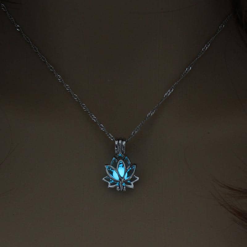 Glow in the Dark Luminous Lotus Pendant Necklace-Jewelry