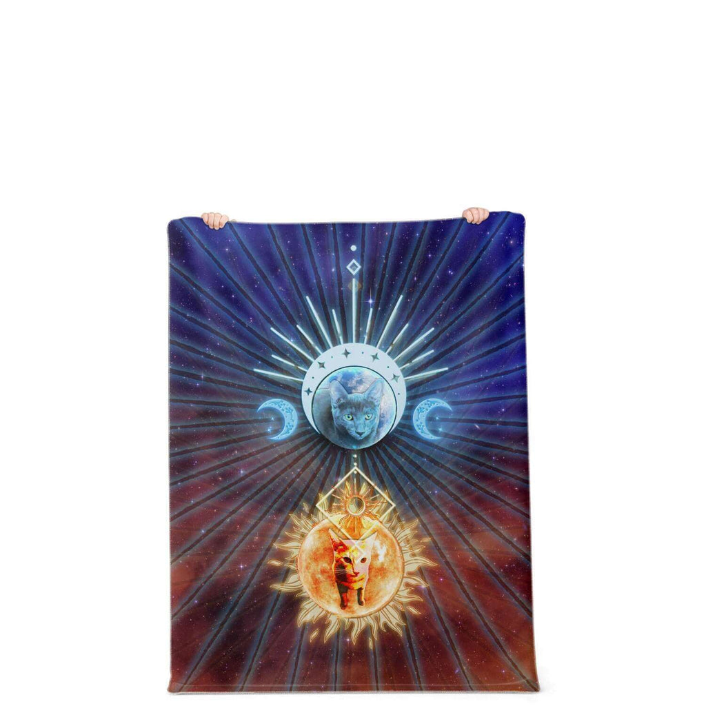 Manta Microfleece Sol e Lua Gatos