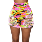 Tie Dye Denim Ripped Shorts-Festival Wear