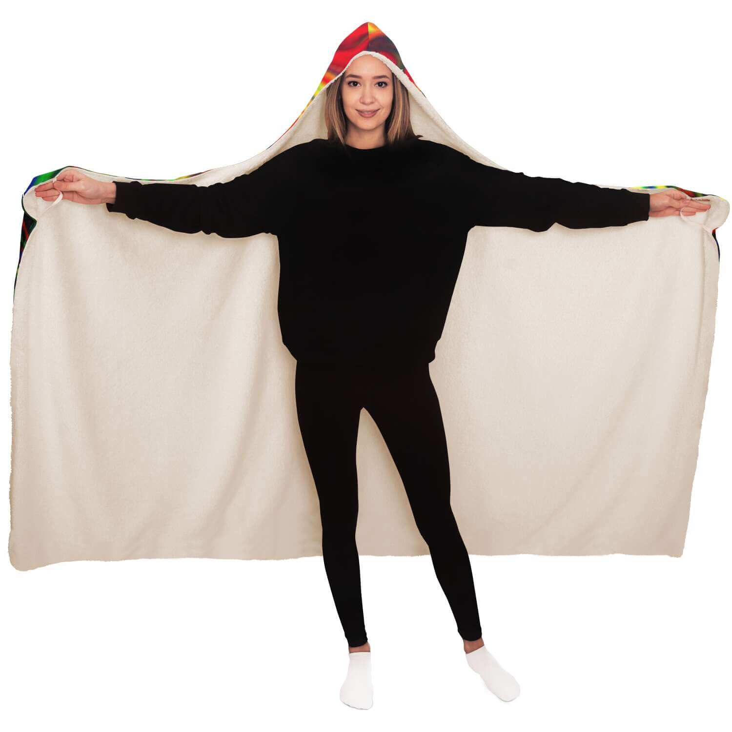 Abstract Colors Hooded Blanket-Hooded Blanket - AOP