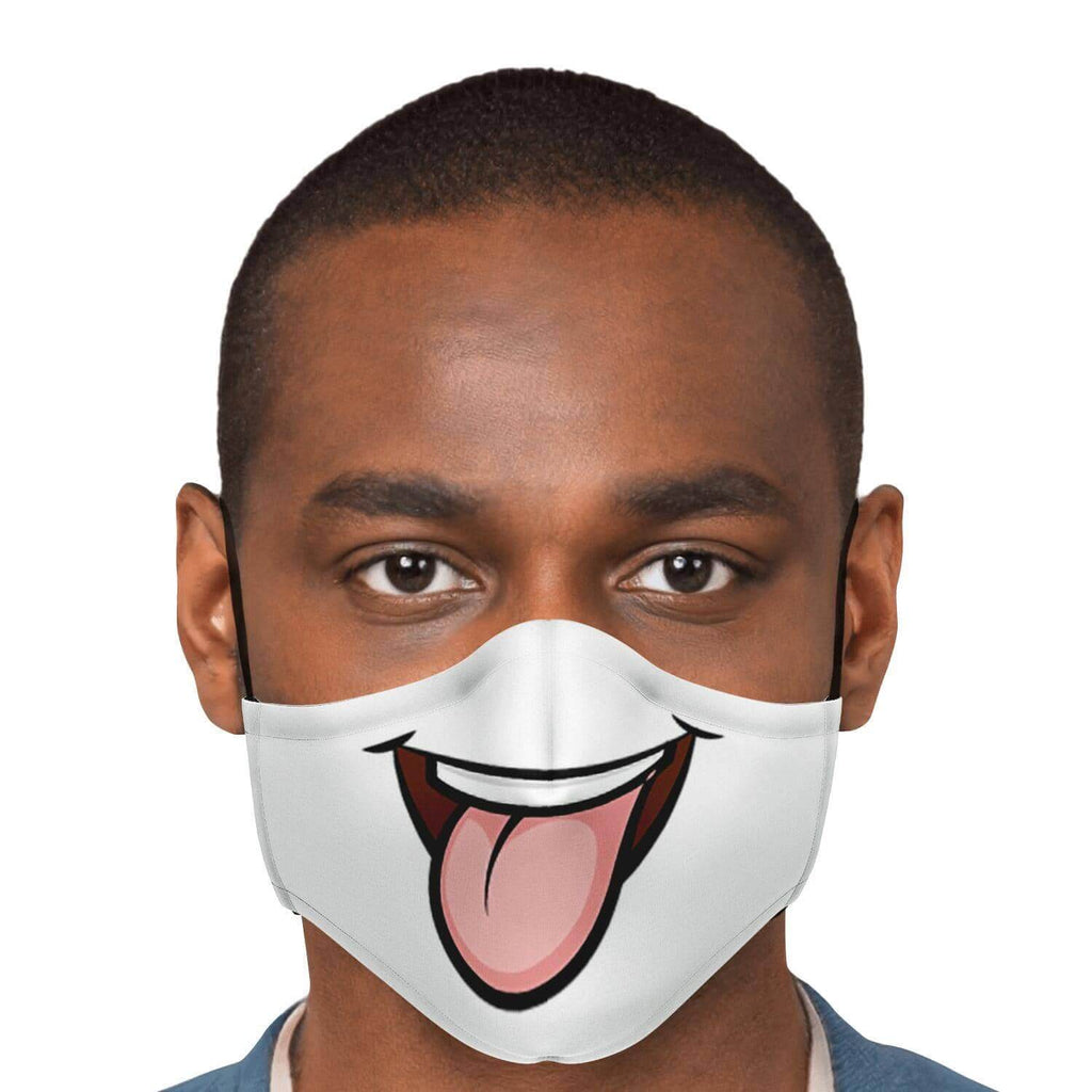 Tongue Out Smiling Face Mask-Fashion Face Mask - AOP