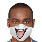 Tongue Out Smiling Face Mask-Fashion Face Mask - AOP