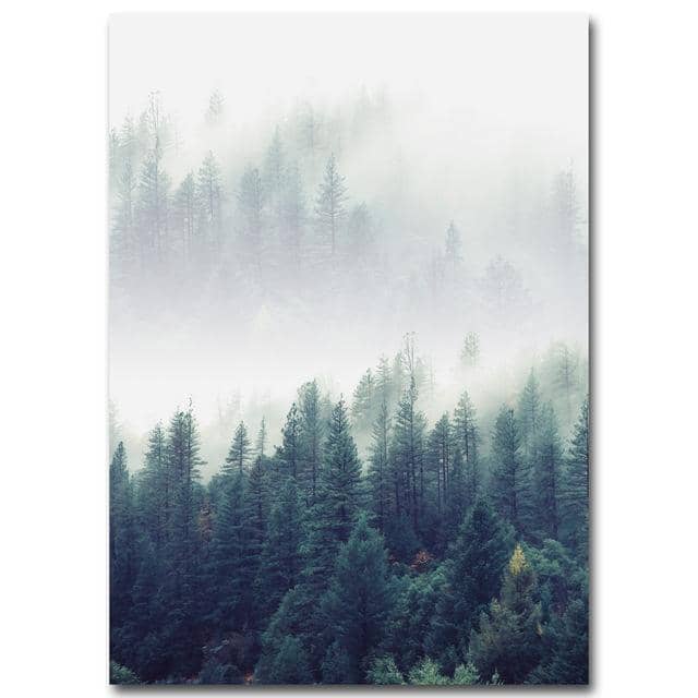 Nordic Forest Landscape Canvas Painting-Painting Canvas