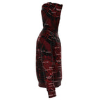 Red & White Vancouver Map Zip Hoodie-Fashion Zip-Up Hoodie - AOP