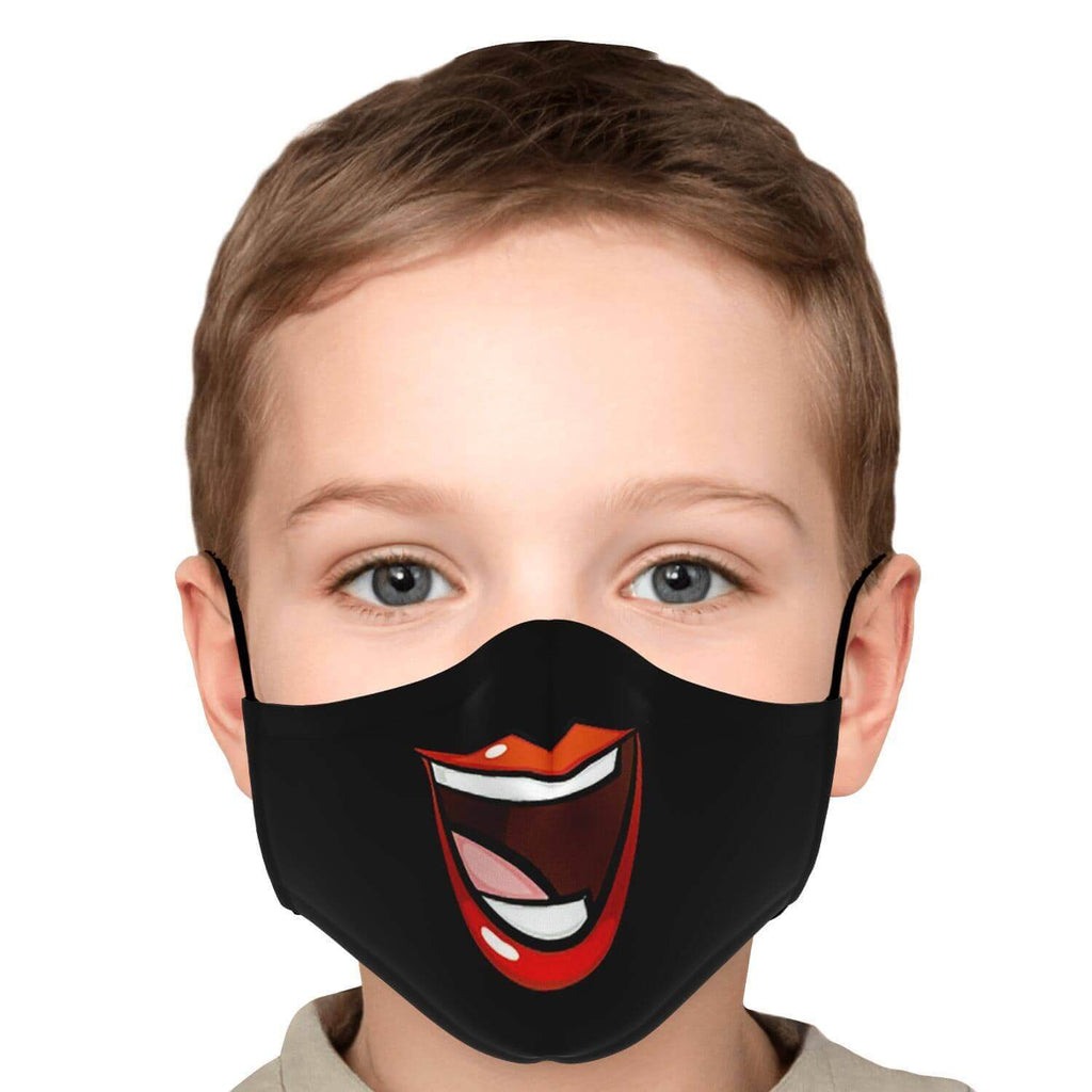 Huge Smile Fase Mask - Black-Fashion Face Mask - AOP