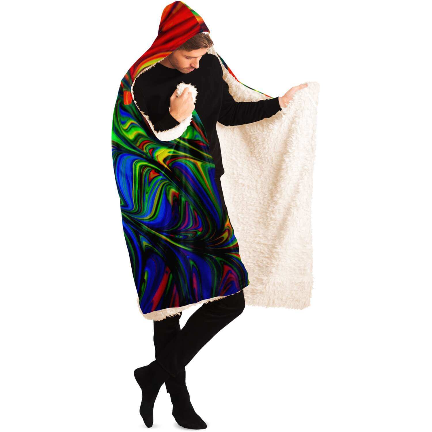 Abstract Colors Hooded Blanket-Hooded Blanket - AOP
