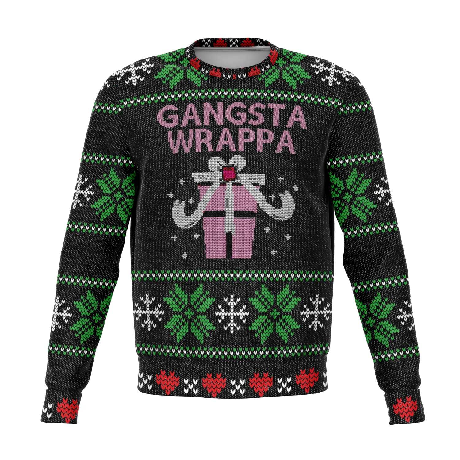 Black & Pink Gangsta Wrappa Ugly Christmas Sweater-Ugly Christmas Sweater