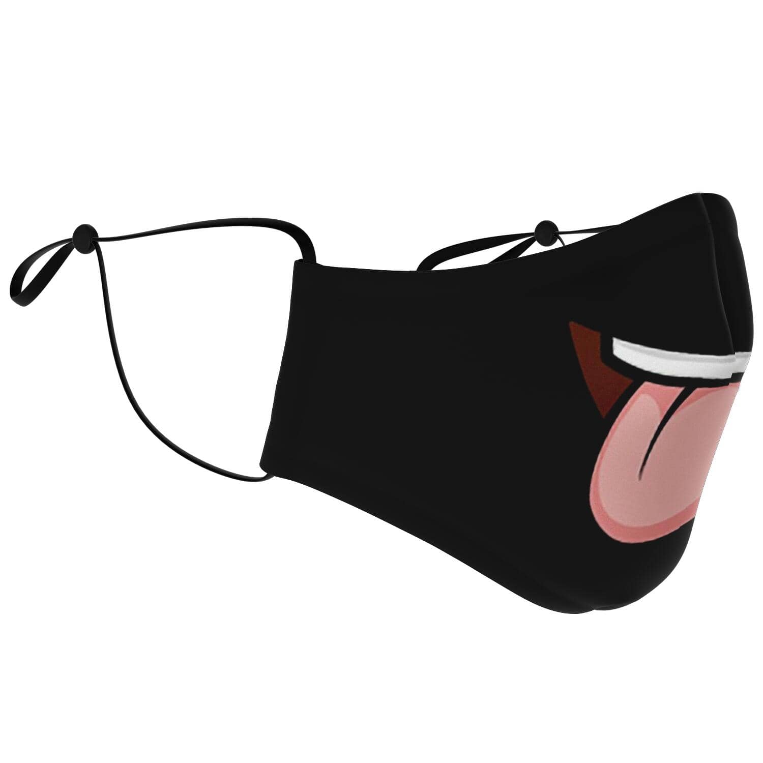 Tongue Out Smiling Face Mask - Black-Fashion Face Mask - AOP