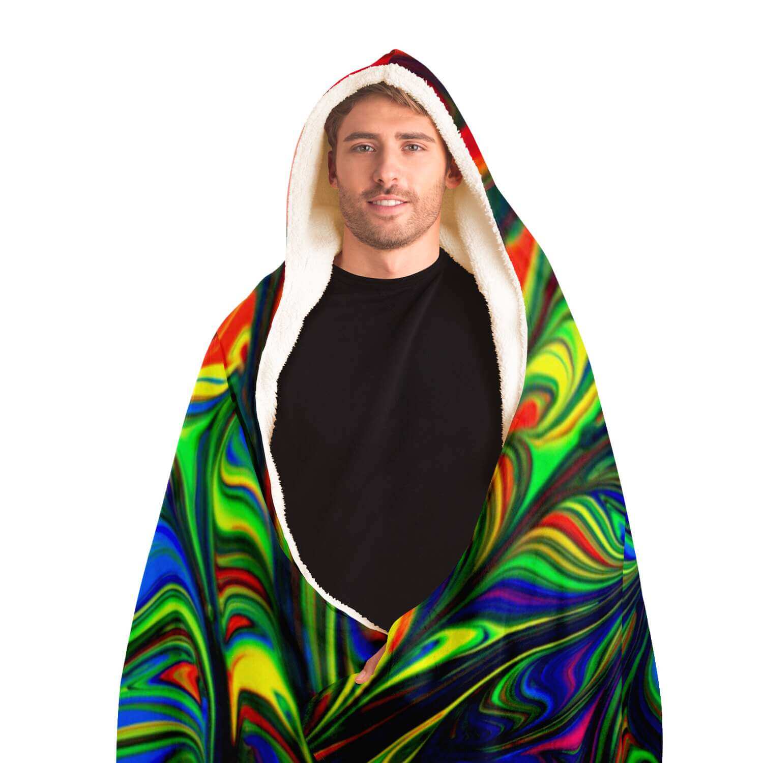 Abstract Colors Hooded Blanket-Hooded Blanket - AOP