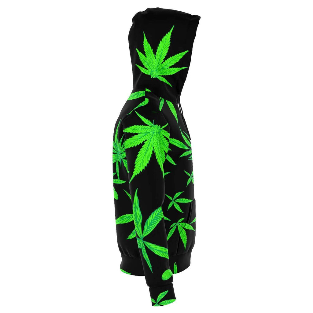 Ganja Leaf Black Hoodie-Hoodies