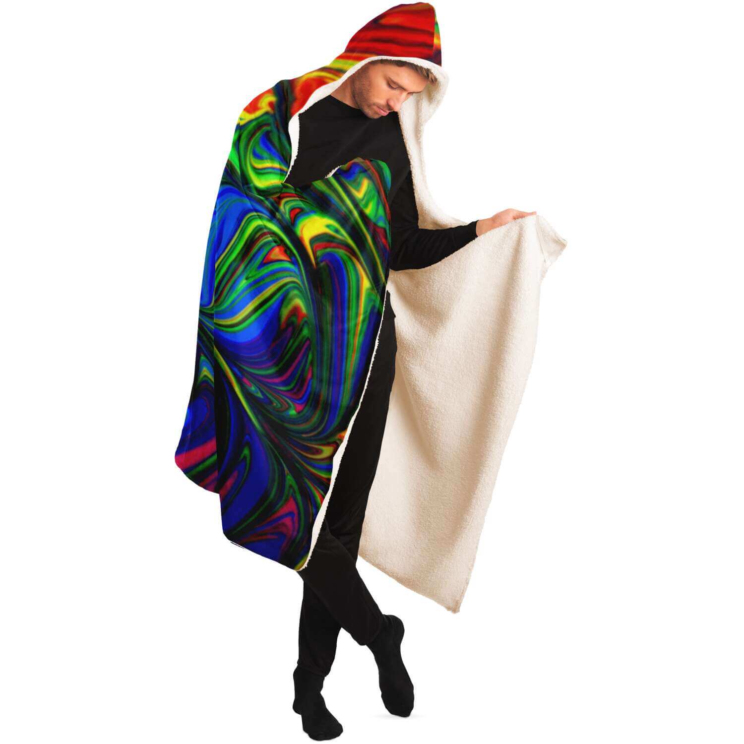 Abstract Colors Hooded Blanket-Hooded Blanket - AOP