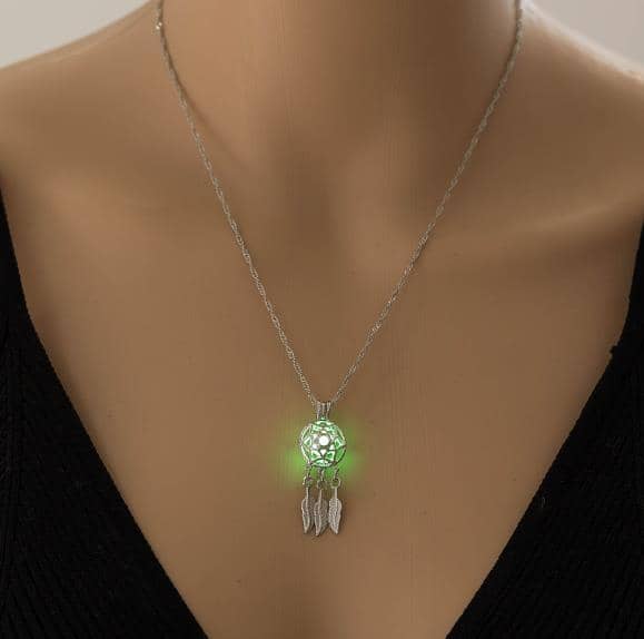 Dream Catcher Glow in the Dark Luminous Pendant Necklace-Jewelry