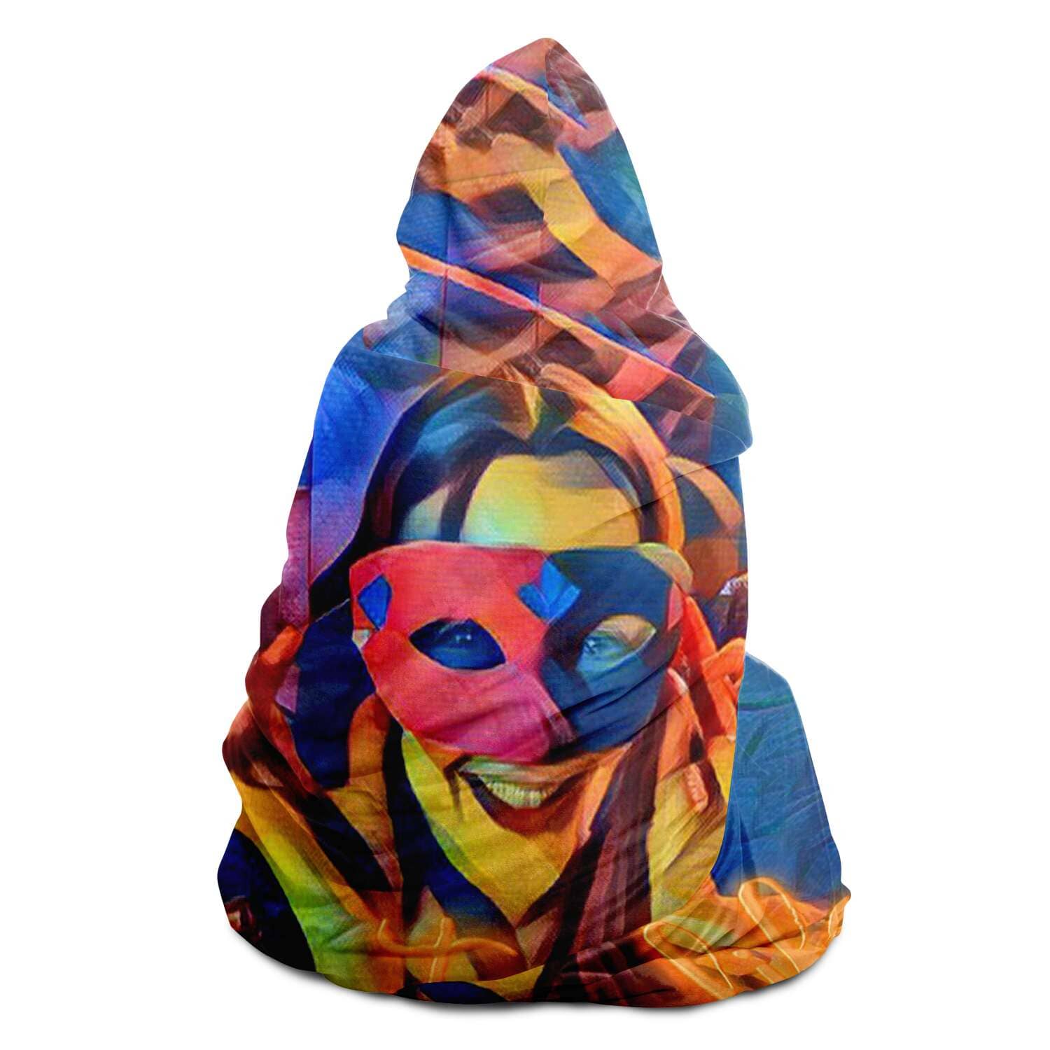 Masked Girl Hooded Blanket-Hooded Blanket - AOP