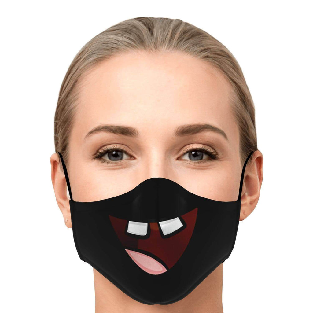 Missing Teeth Smile Face Mask - Black-Fashion Face Mask - AOP