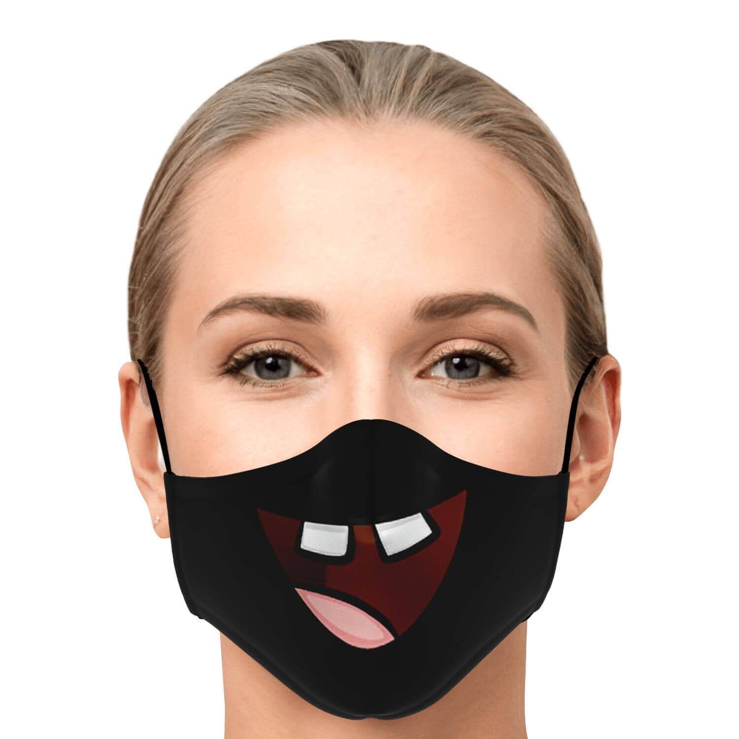 Missing Teeth Smile Face Mask - Black-Fashion Face Mask - AOP
