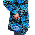 Blue Rose Cloak-Microfleece Cloak - AOP