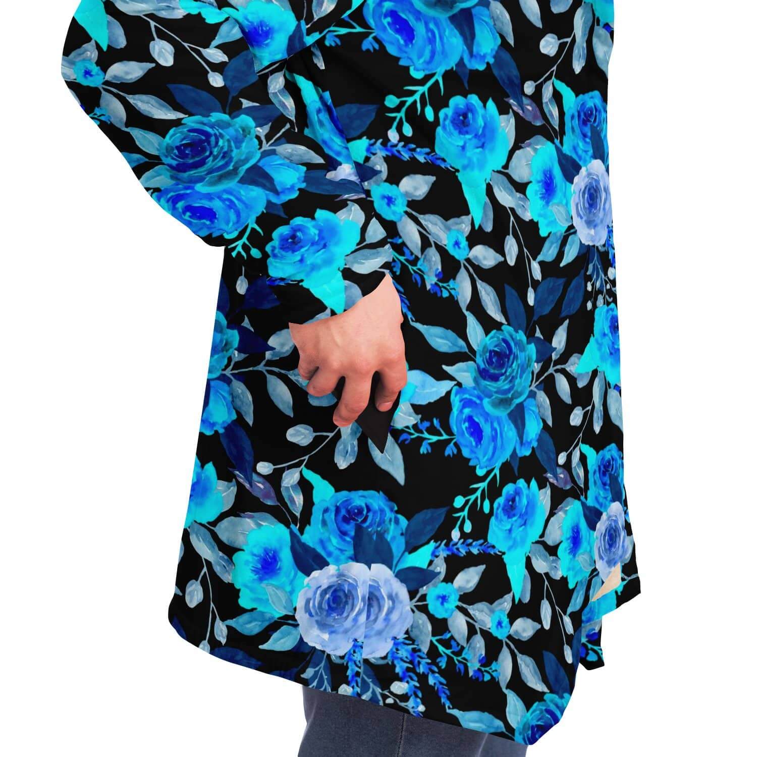 Blue Rose Cloak-Microfleece Cloak - AOP