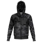 Black & White Vancouver Map Zip Hoodie-Fashion Zip-Up Hoodie - AOP