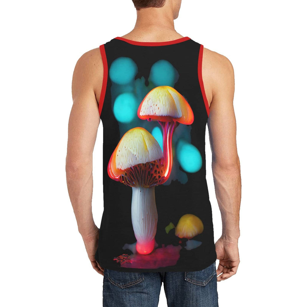 Camiseta sin mangas con forma de hongo psicodélico que brilla intensamente
