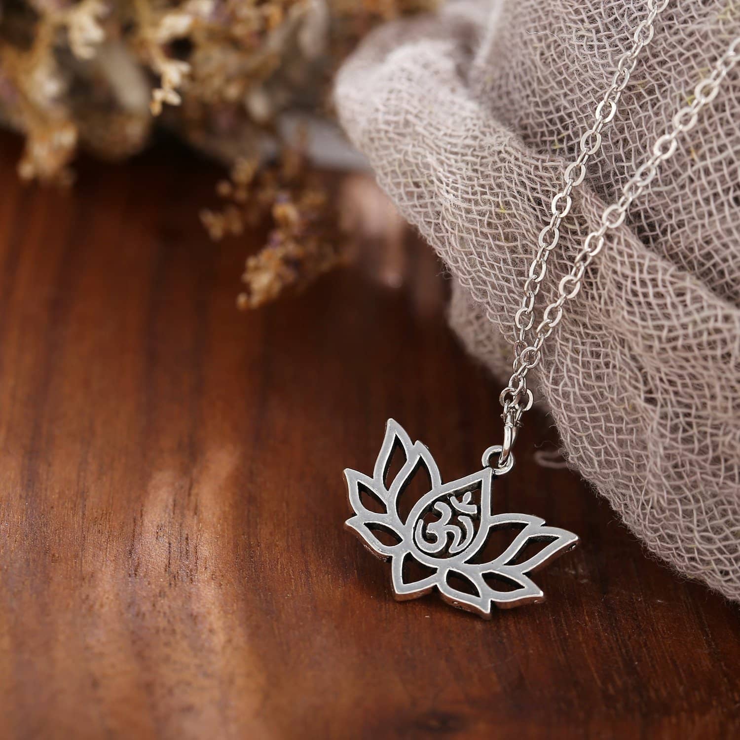 Lotus Pendant Necklace-Jewelry