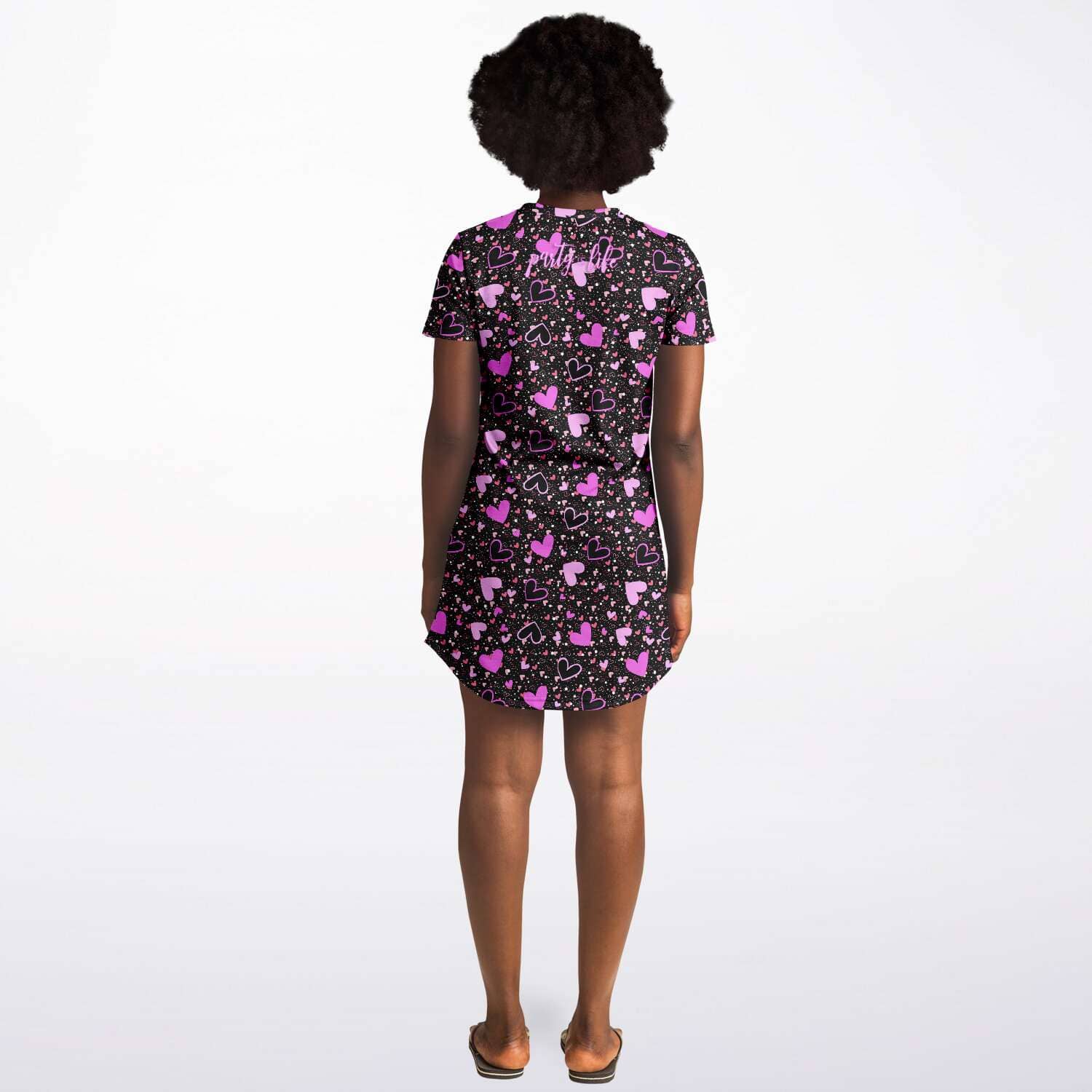 Black Pink Hearts T-Shirt Dress