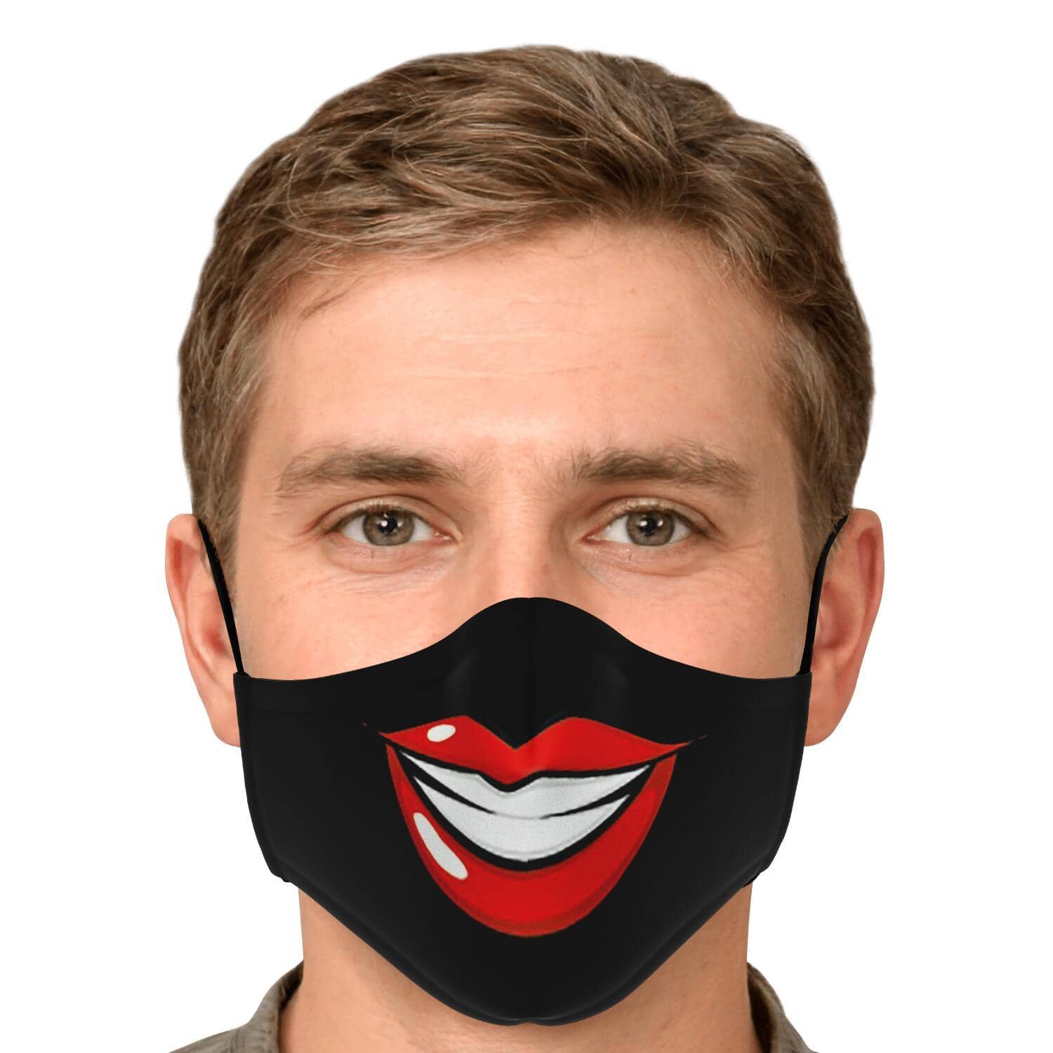 Big Smile Face Mask - Black-Fashion Face Mask - AOP