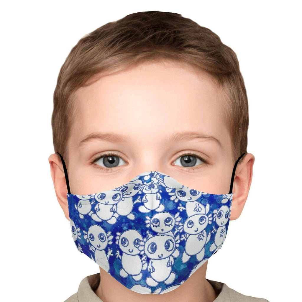 Blue Axolitl Party Printed Face Mask-Fashion Face Mask - AOP