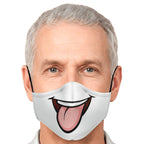 Tongue Out Smiling Face Mask-Fashion Face Mask - AOP